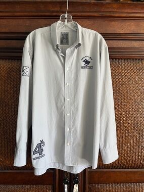 U.S. Polo Assn. Light Gray Button-Down Shirt with Embroidered Logos
